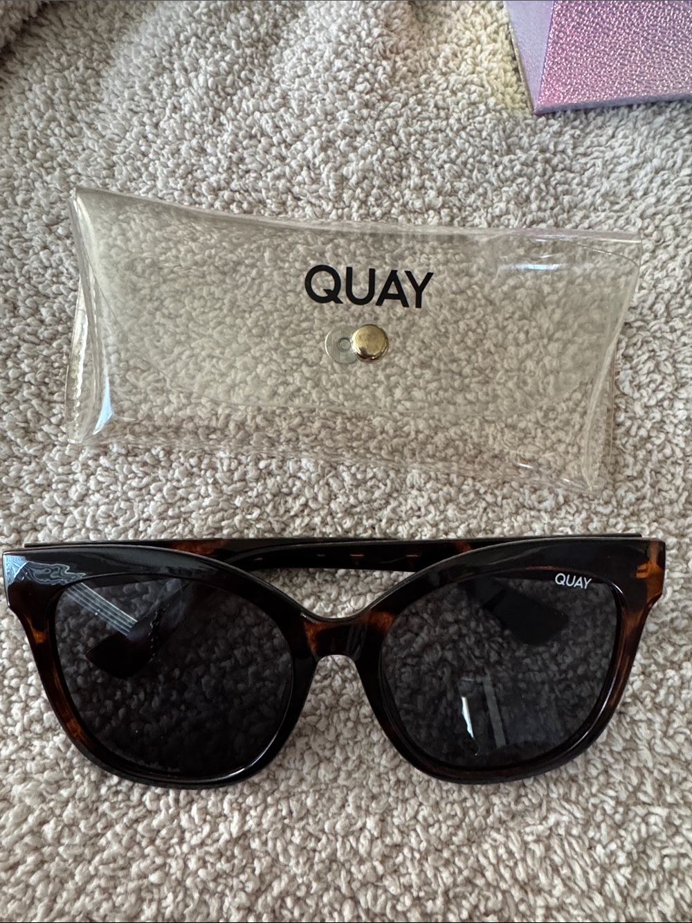 Quay Australia Tortoise Cat Eye Sunglasses with Dark Lenses. It’s My Way